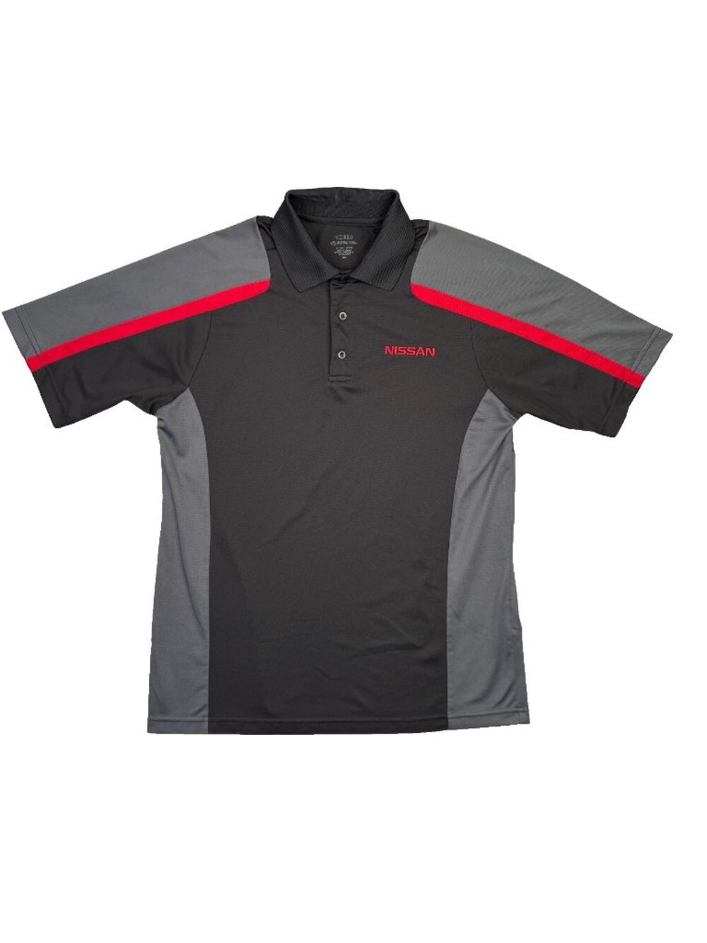 Nissan Polo Shirt Mens Medium M Black Gray Red Golf Garage Racing Performance